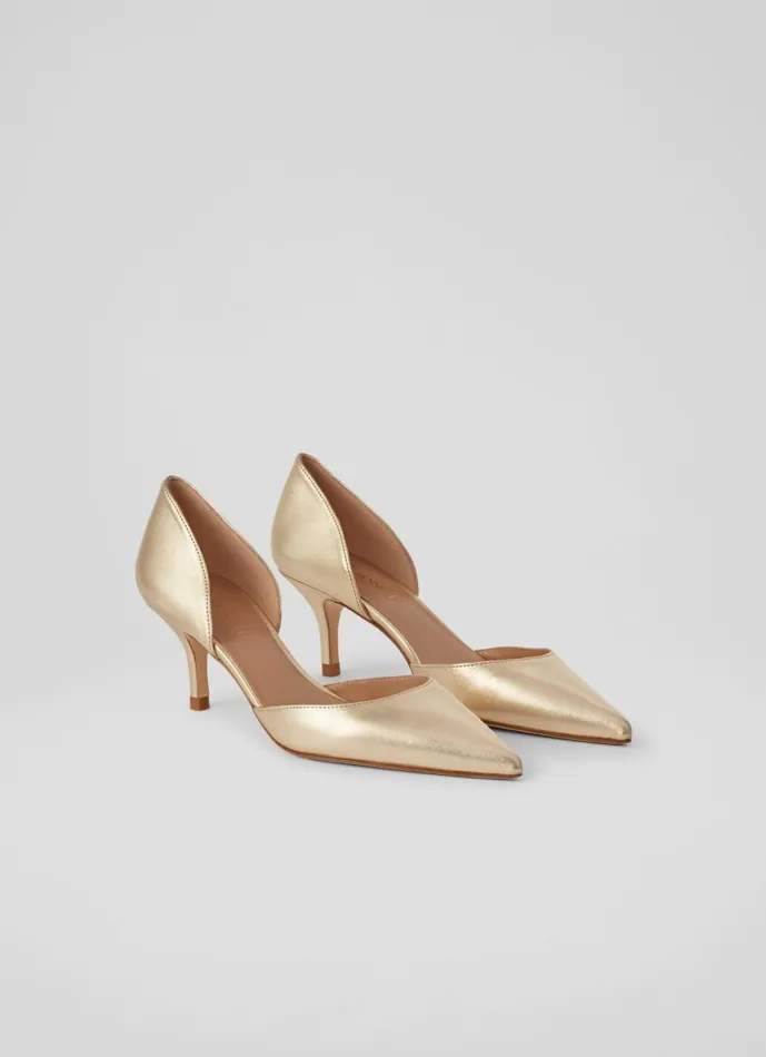 Women Court Shoes LKBennett Harley Gold Leather D039Orsay Courts Metallic Women Court Shoes LKBennett Harley Gold Leather D039Orsay Courts Metallic