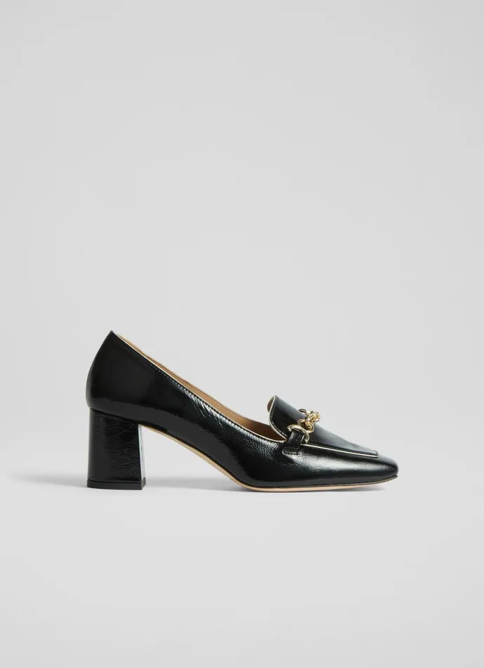 Women Court Shoes LKBennett Johanna Black Crinkle Patent Leather Snaffle Courts Black Women Court Shoes LKBennett Johanna Black Crinkle Patent Leather Snaffle Courts Black