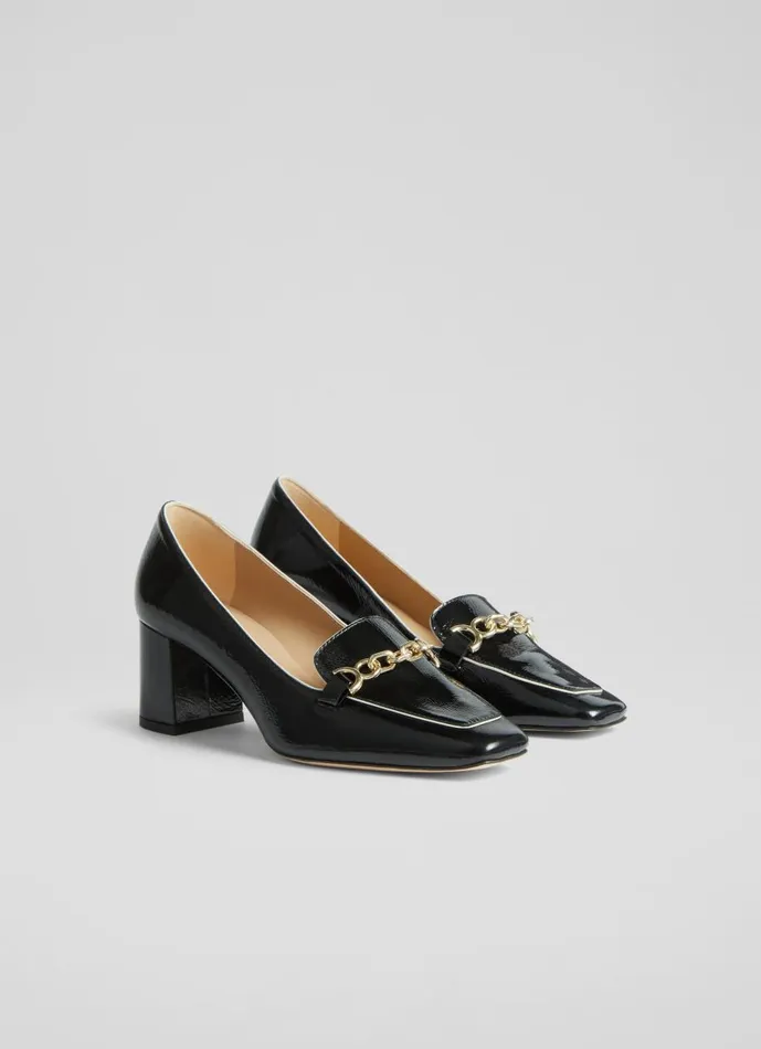Women Court Shoes LKBennett Johanna Black Crinkle Patent Leather Snaffle Courts Black Women Court Shoes LKBennett Johanna Black Crinkle Patent Leather Snaffle Courts Black