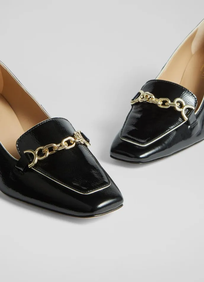 Women Court Shoes LKBennett Johanna Black Crinkle Patent Leather Snaffle Courts Black Women Court Shoes LKBennett Johanna Black Crinkle Patent Leather Snaffle Courts Black