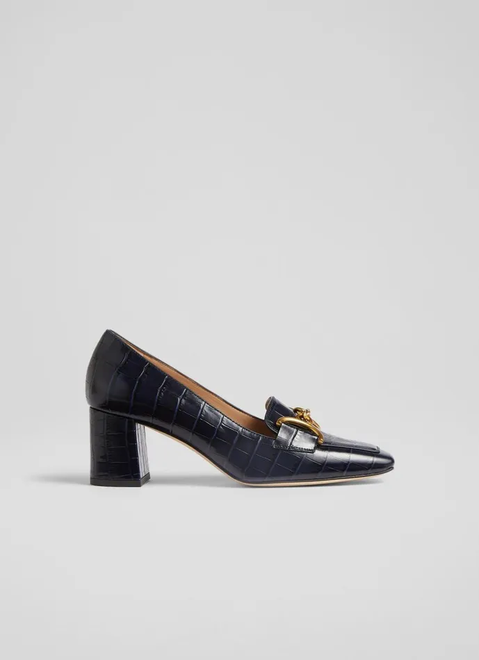 Women Court Shoes LKBennett Samantha Navy CrocEffect Leather SnaffleDetail Courts Navy Blue Women Court Shoes LKBennett Samantha Navy CrocEffect Leather SnaffleDetail Courts Navy Blue