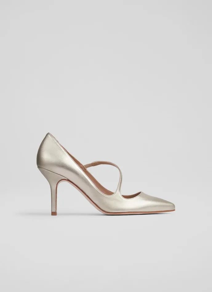 Women Court Shoes LKBennett Simone Metallic Leather Asymmetric Strap Courts Metallic Women Court Shoes LKBennett Simone Metallic Leather Asymmetric Strap Courts Metallic