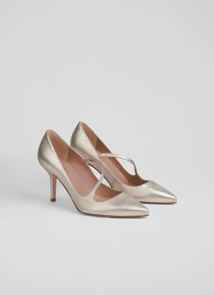 Women Court Shoes LKBennett Simone Metallic Leather Asymmetric Strap Courts Metallic Women Court Shoes LKBennett Simone Metallic Leather Asymmetric Strap Courts Metallic