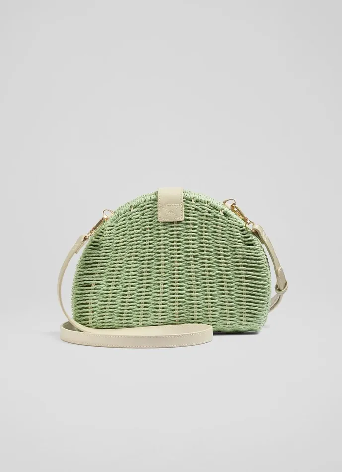 Women CrossBody Bags LKBennett Lorena Green Wicker Shoulder Bag Women CrossBody Bags LKBennett Lorena Green Wicker Shoulder Bag