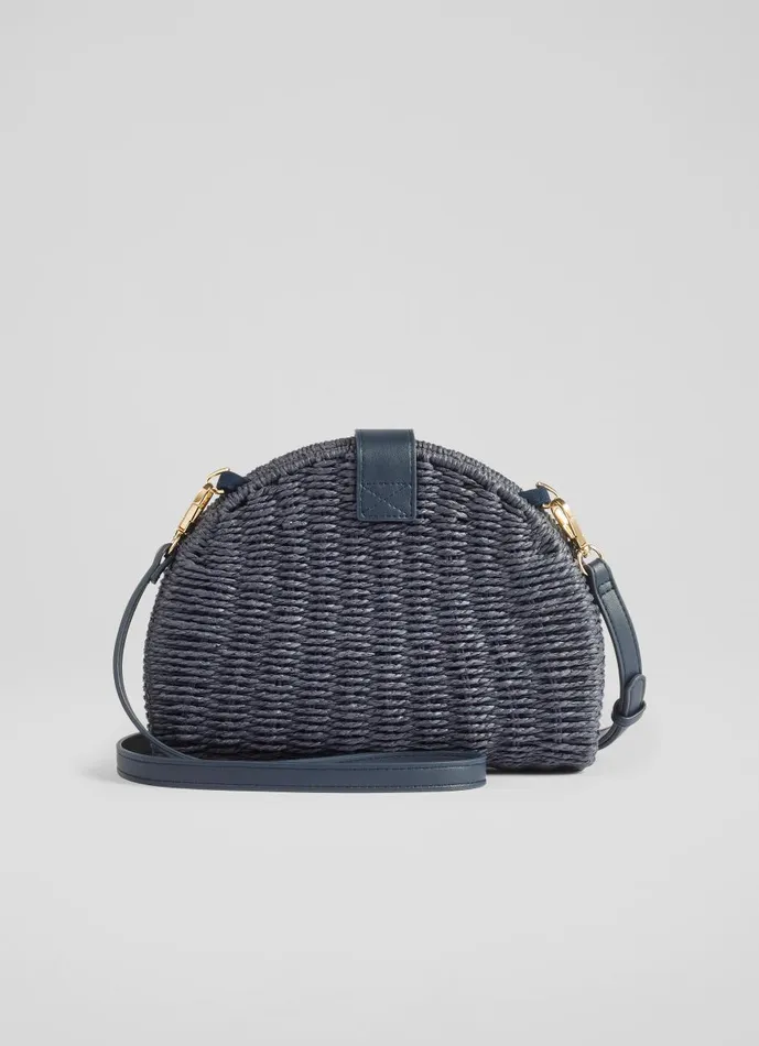 Women CrossBody Bags LKBennett Lorena Navy Wicker Shoulder Bag Women CrossBody Bags LKBennett Lorena Navy Wicker Shoulder Bag