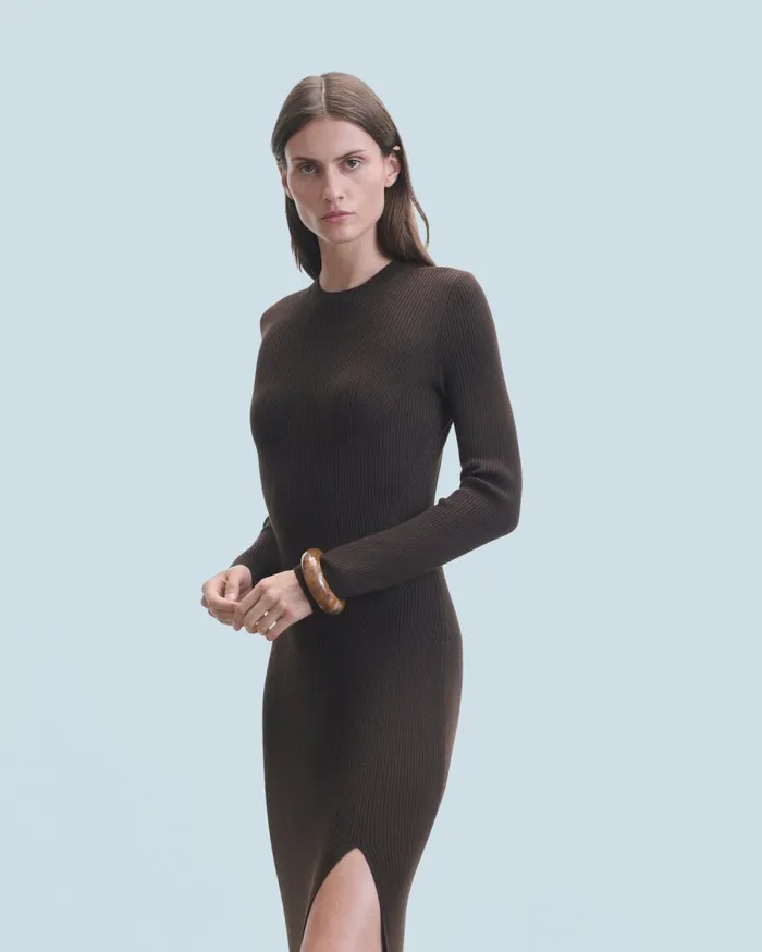 Women Dresses and Jumpsuits From Future Long Dress With Long Sleeves Chocolate