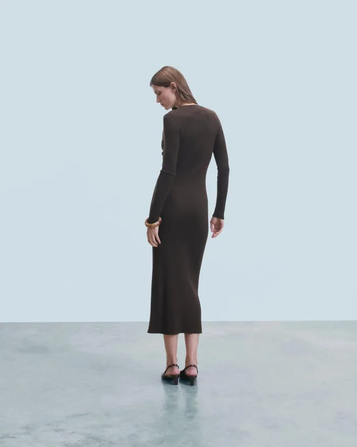 Women Dresses and Jumpsuits From Future Long Dress With Long Sleeves Chocolate