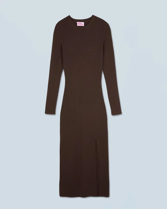 Women Dresses and Jumpsuits From Future Long Dress With Long Sleeves Chocolate