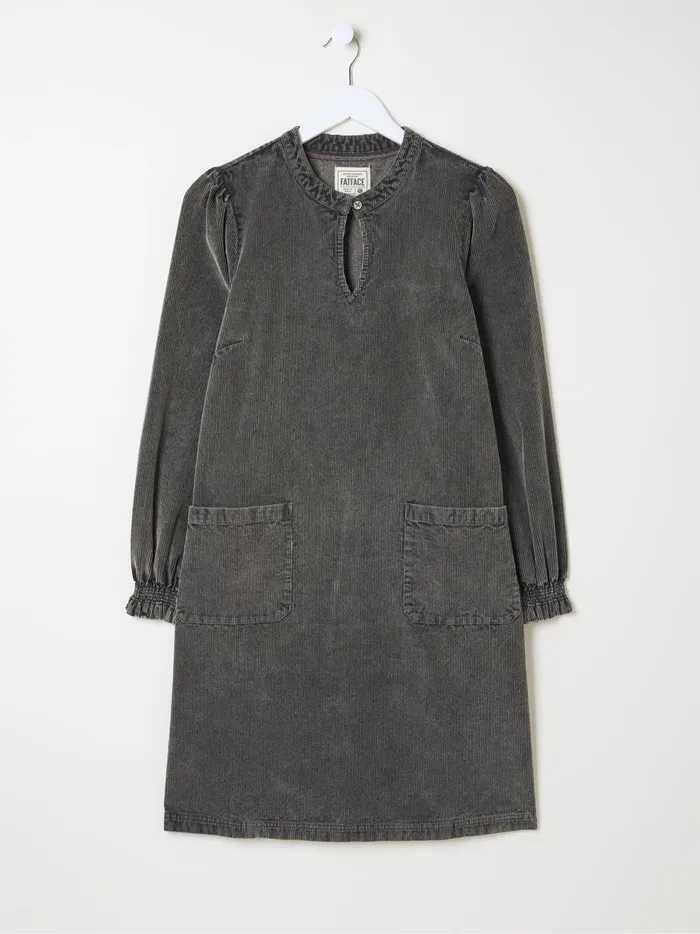 Women Dresses Fat Face Fran Charcoal Grey Cord Tunic Dress