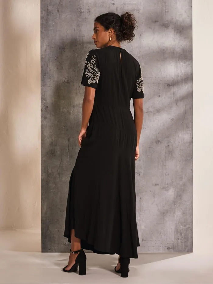 Women Dresses Fat Face Margot Black Beaded Maxi Dress