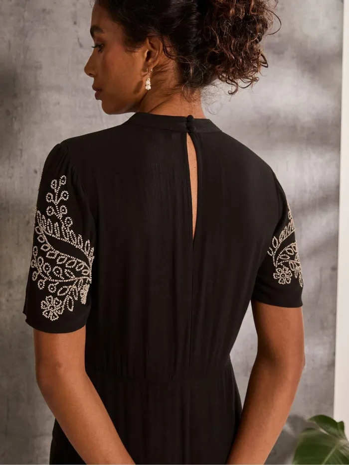 Women Dresses Fat Face Margot Black Beaded Maxi Dress