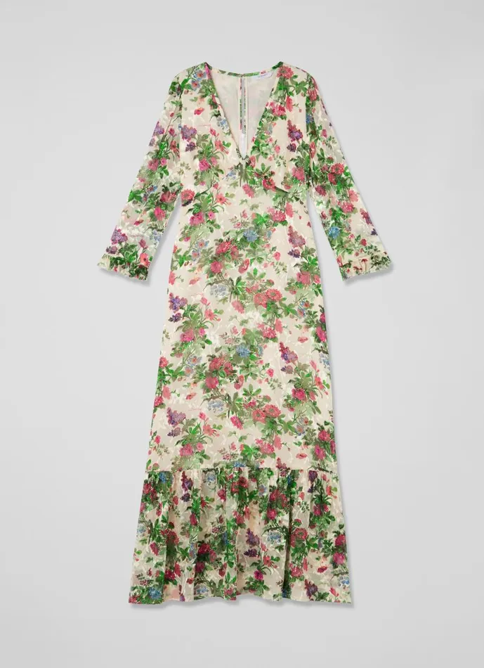 Women Dresses LKBennett Deborah Neon Garden Print SilkBlend Maxi Dress Cream Women Dresses LKBennett Deborah Neon Garden Print SilkBlend Maxi Dress Cream