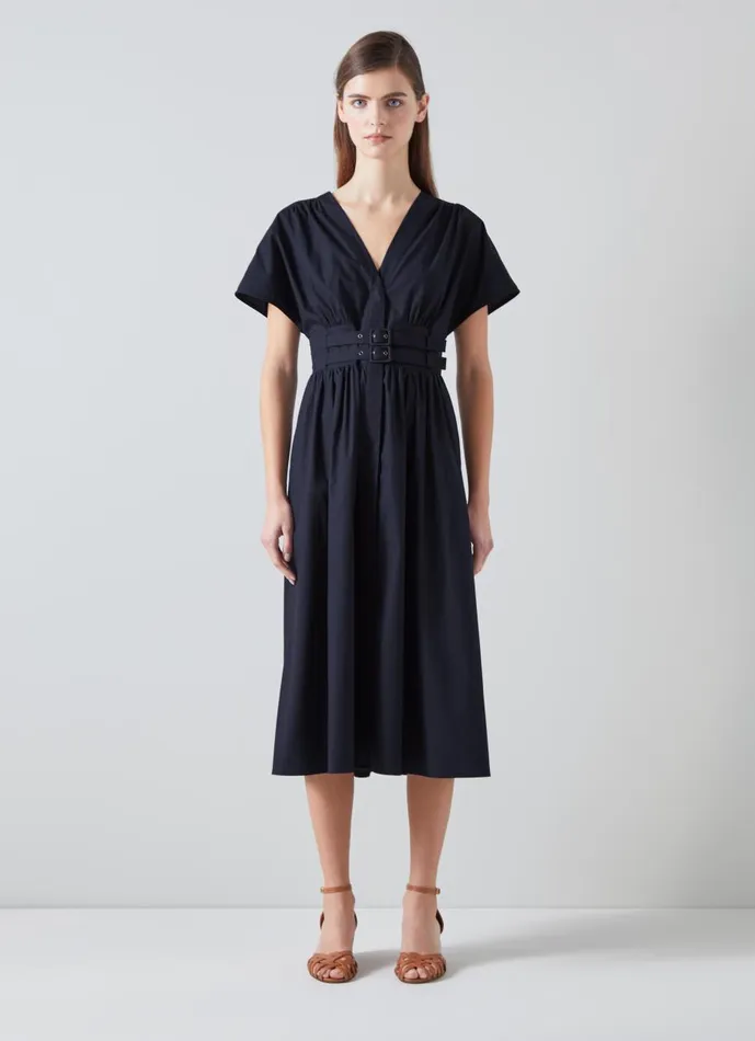 Women Dresses LKBennett Eva Navy Cotton Sun Dress Navy Women Dresses LKBennett Eva Navy Cotton Sun Dress Navy