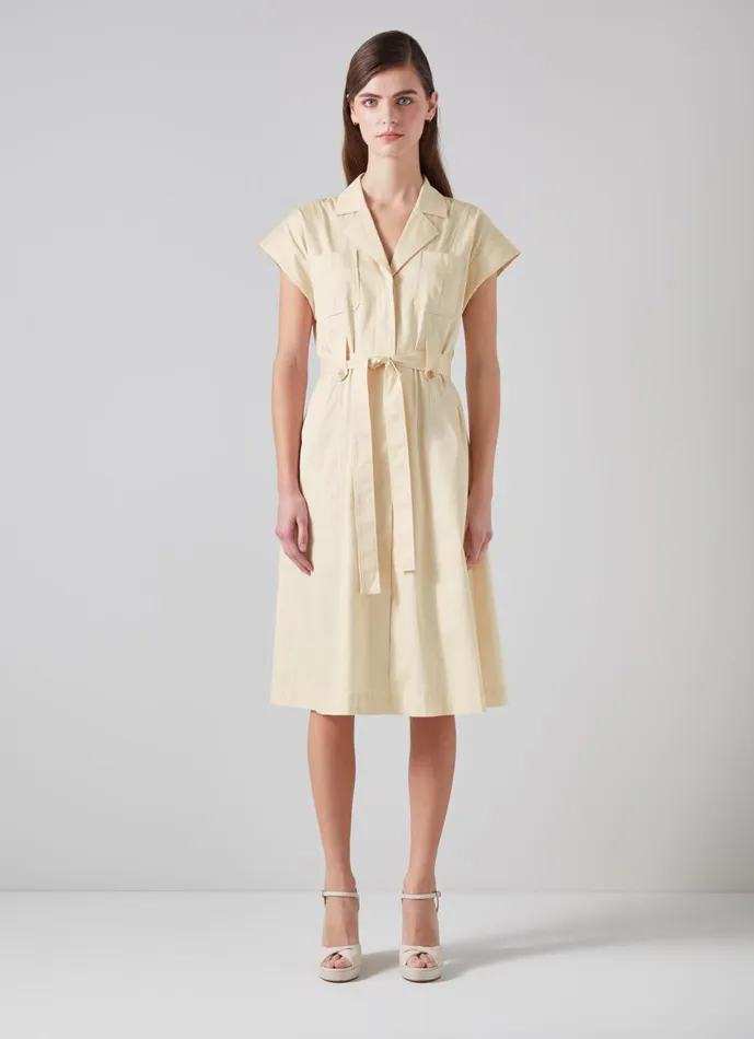 Women Dresses LKBennett Ivy Cream Organic Cotton UtilityStyle Shirt Dress Ecru Women Dresses LKBennett Ivy Cream Organic Cotton UtilityStyle Shirt Dress Ecru