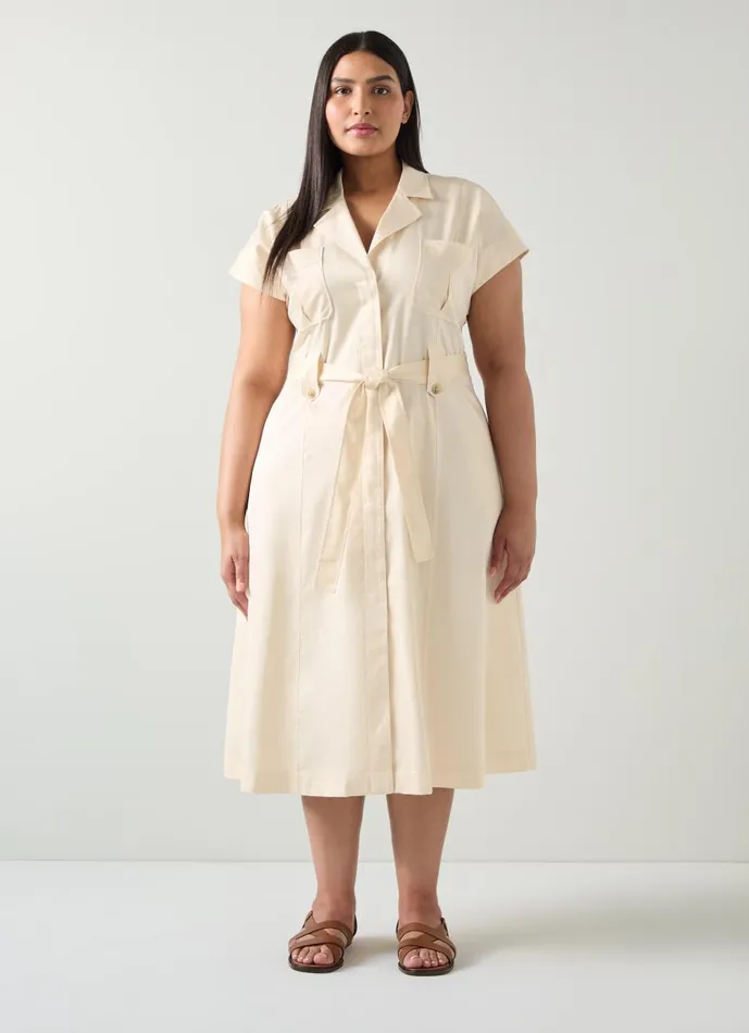 Women Dresses LKBennett Ivy Cream Organic Cotton UtilityStyle Shirt Dress Ecru Women Dresses LKBennett Ivy Cream Organic Cotton UtilityStyle Shirt Dress Ecru