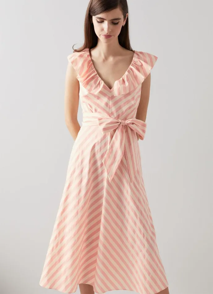 Women Dresses LKBennett Shenyu Pink And White Cotton Candy Stripe Dress Striped Dress Women Dresses LKBennett Shenyu Pink And White Cotton Candy Stripe Dress Striped Dress