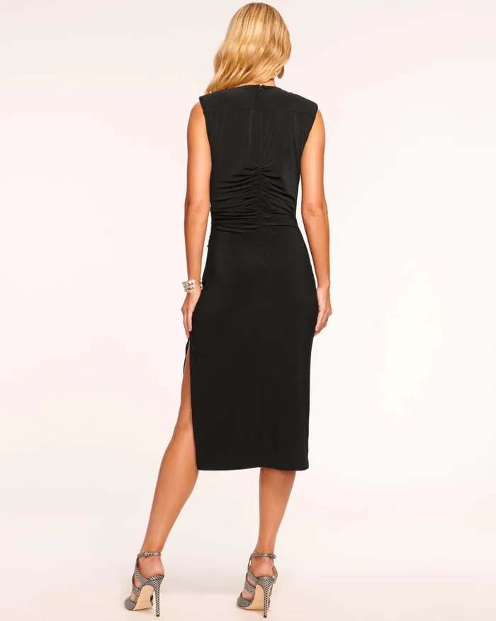 Women Elena Ruched Midi Dress Black Ramy Brook Dresses Women Elena Ruched Midi Dress Black Ramy Brook Dresses