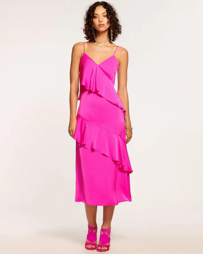 Women Elsie Ruffle Midi Dress Black Ramy Brook Dresses Women Elsie Ruffle Midi Dress Black Ramy Brook Dresses