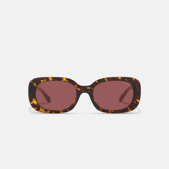 Women Eyewear Coach Badge Rounded Square Sunglasses Tortoise Pink Stripe