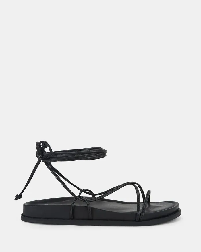 Women Flat Sandals NOVO Shoes TEELS BLACK Sandals