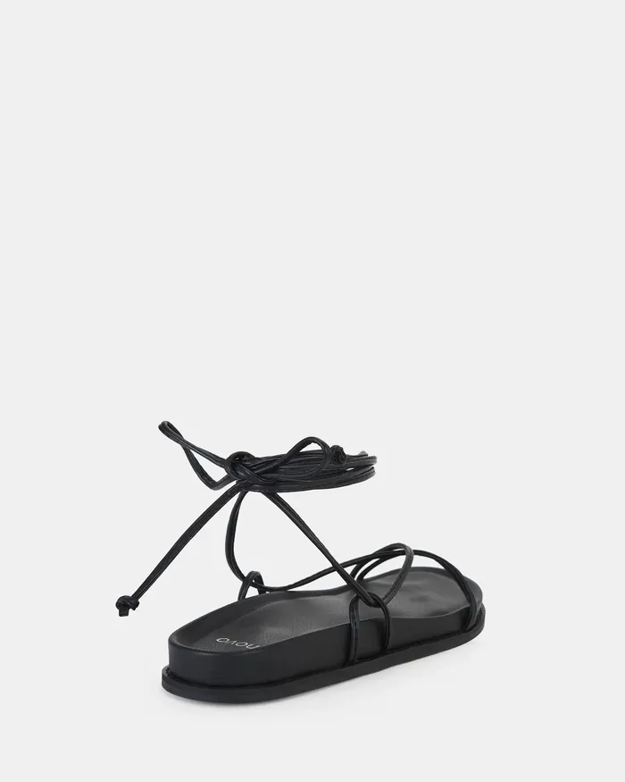 Women Flat Sandals NOVO Shoes TEELS BLACK Sandals