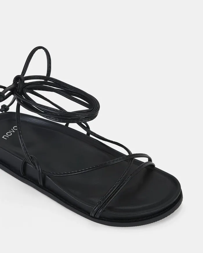 Women Flat Sandals NOVO Shoes TEELS BLACK Sandals