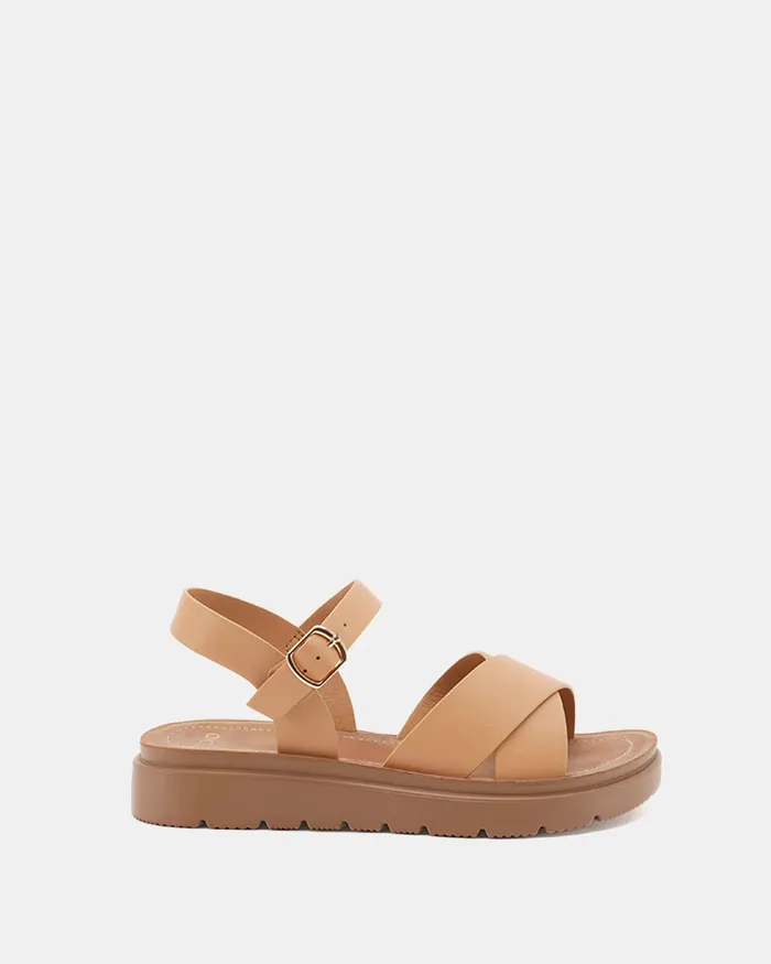 Women Flat Sandals NOVO Shoes TREMAINE CAMEL Strappy Sandals