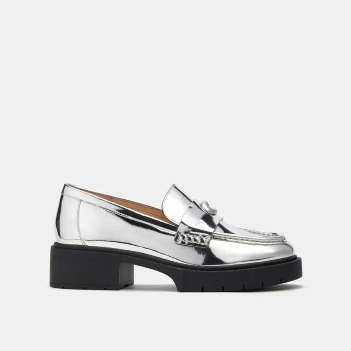 Women Flats and Loafers Coach Leah Loafer Silver