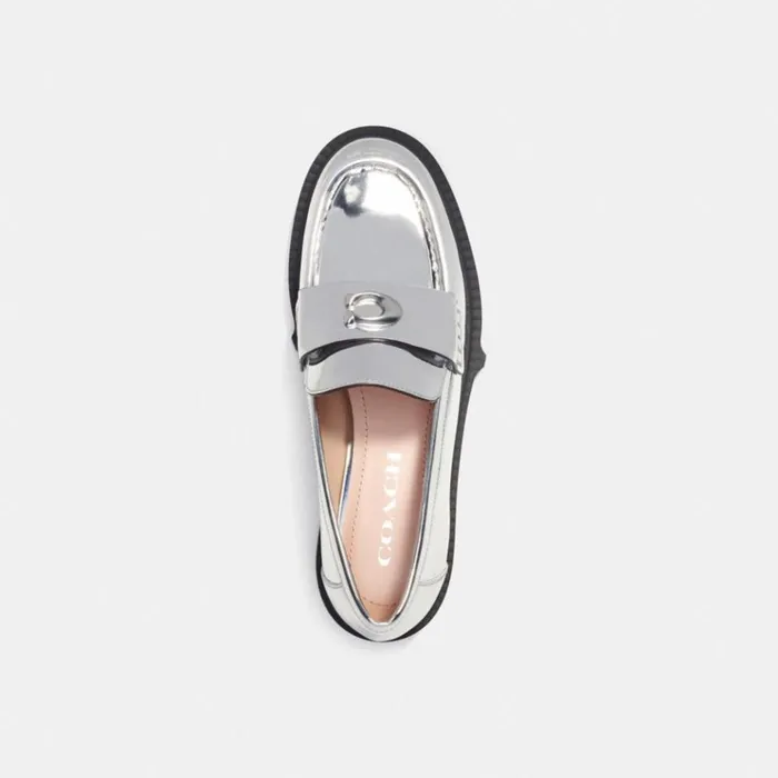 Women Flats and Loafers Coach Leah Loafer Silver
