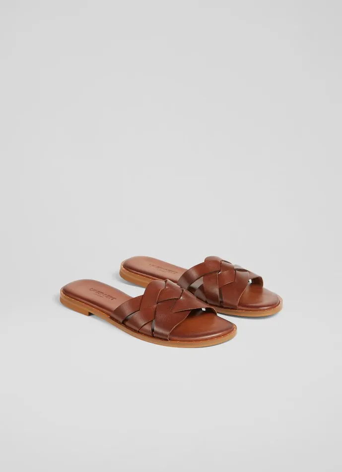 Women Flats LKBennett Amara Tan Leather Flat Sliders Tan Women Flats LKBennett Amara Tan Leather Flat Sliders Tan