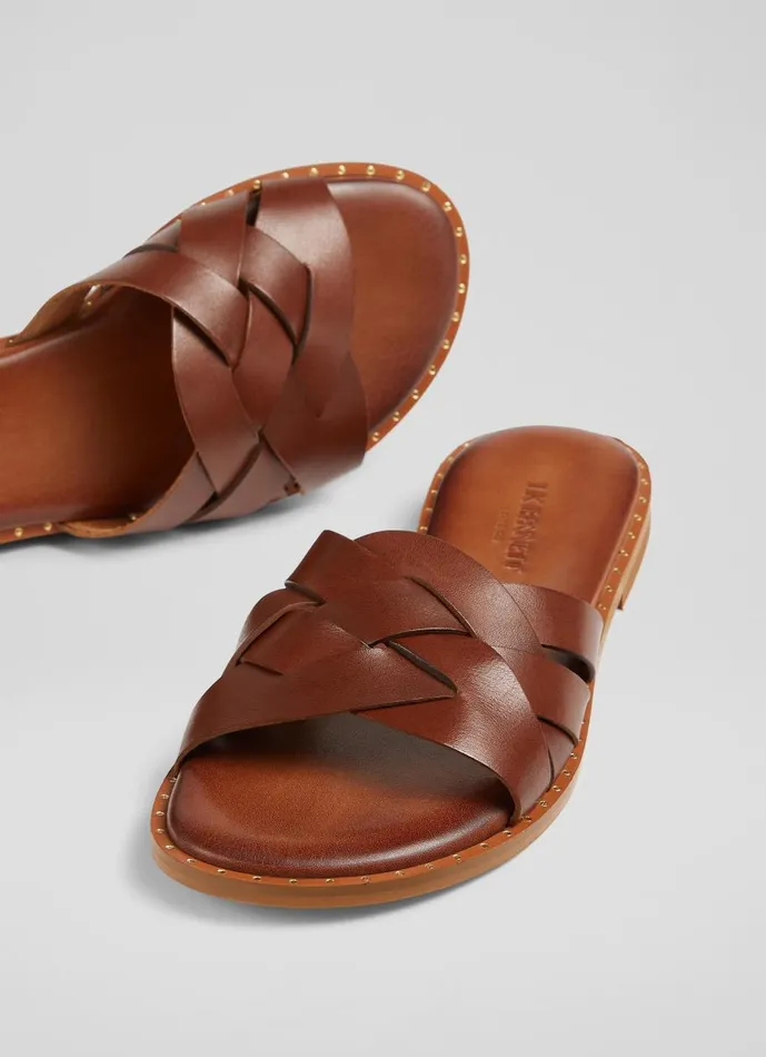 Women Flats LKBennett Amara Tan Leather Flat Sliders Tan Women Flats LKBennett Amara Tan Leather Flat Sliders Tan