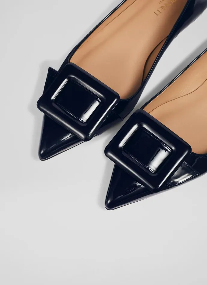 Women Flats LKBennett Devon Blue Patent Leather BuckleDetail Flats La Mer Women Flats LKBennett Devon Blue Patent Leather BuckleDetail Flats La Mer