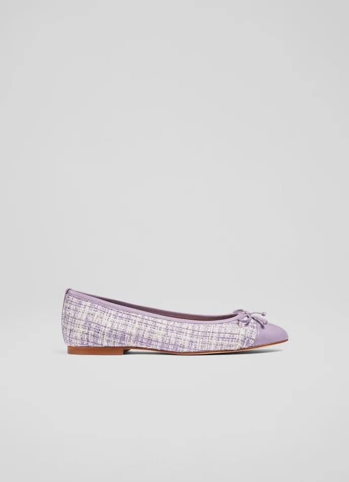 Women Flats LKBennett Kara Lilac Tweed And Leather Toe Cap Ballet Pumps Amethyst Women Flats LKBennett Kara Lilac Tweed And Leather Toe Cap Ballet Pumps Amethyst