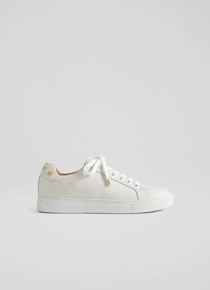 Women Flats LKBennett Signature Cream Leather Trainers White