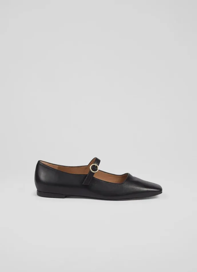 Women Flats LKBennett Willow Black Leather Mary Jane Flats Black