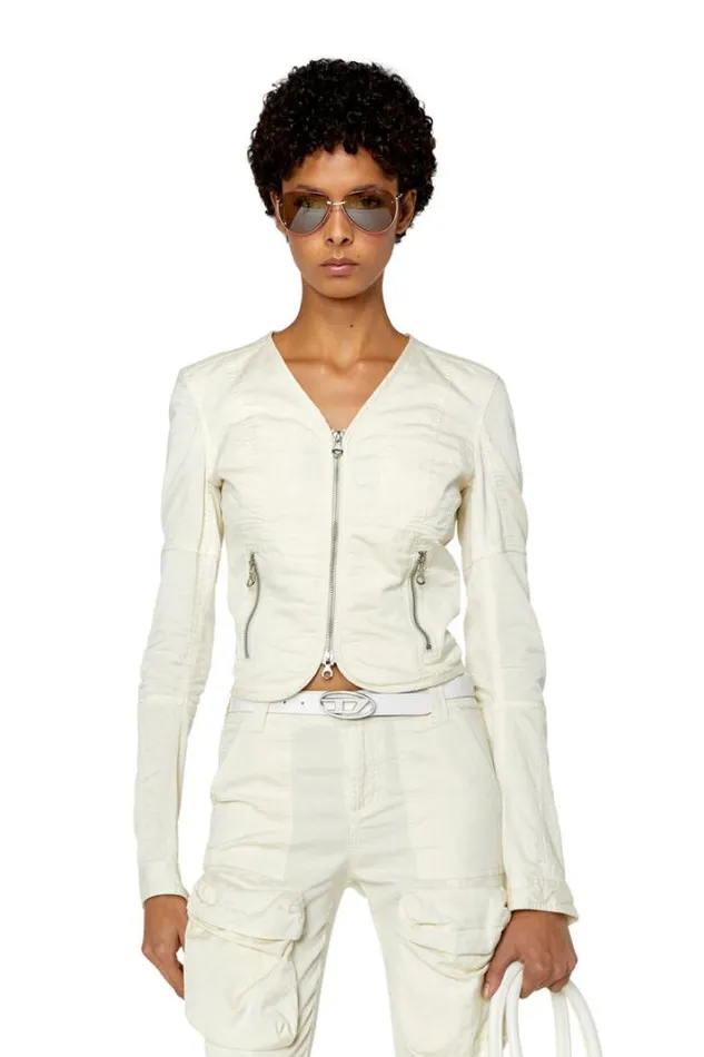 Women GLan White Diesel Outerwear And Jackets Women GLan White Diesel Outerwear And Jackets
