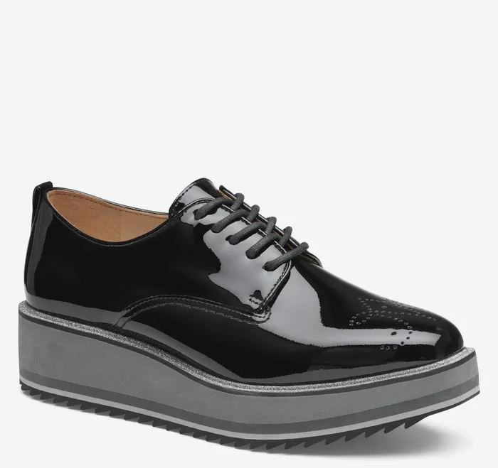 Women Gracelyn Brogue Oxford Black Patent Leather JohnstonandMurphy Mules and Loafers Women Gracelyn Brogue Oxford Black Patent Leather JohnstonandMurphy Mules and Loafers