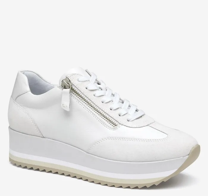 Women Gracie SideZip Lace Up White Calfskinsuede JohnstonandMurphy Sneakers