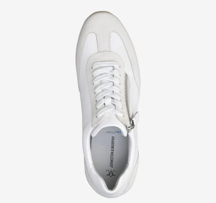 Women Gracie SideZip Lace Up White Calfskinsuede JohnstonandMurphy Sneakers Women Gracie SideZip Lace Up White Calfskinsuede JohnstonandMurphy Sneakers
