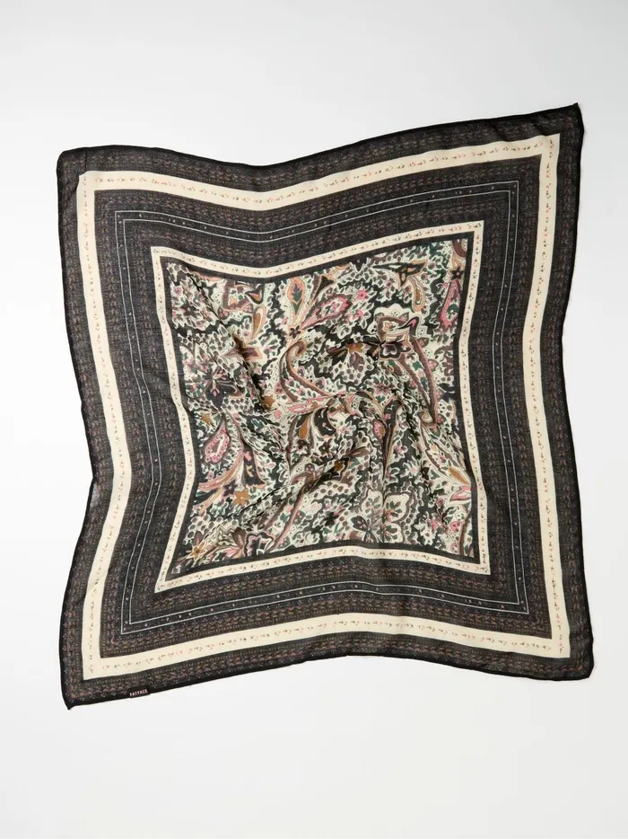 Women Hair Accessories Fat Face Black Paisley Hair Scarf
