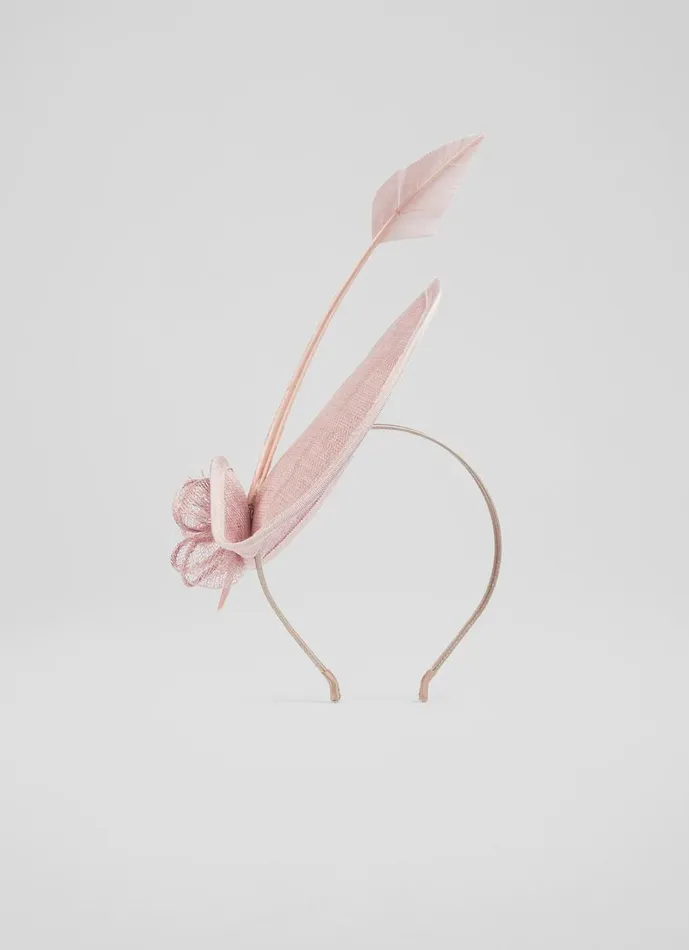 Women Hats and Fascinators LKBennett Eileen Pink Mesh And Feather Fascinator