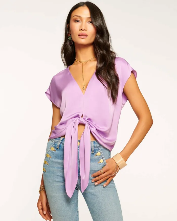 Women Hazel Front Tie Top Black Ramy Brook Tops