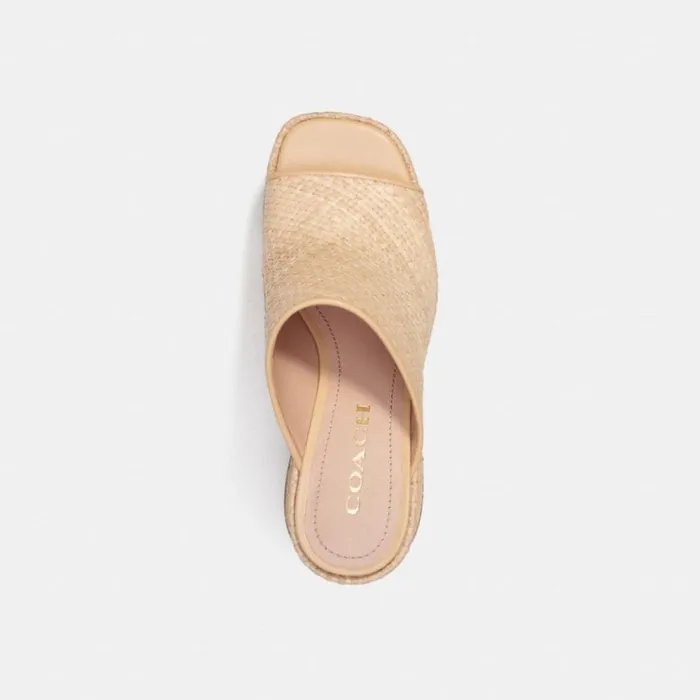 Women Heels Coach Bobi Straw Platform Sandal Natural