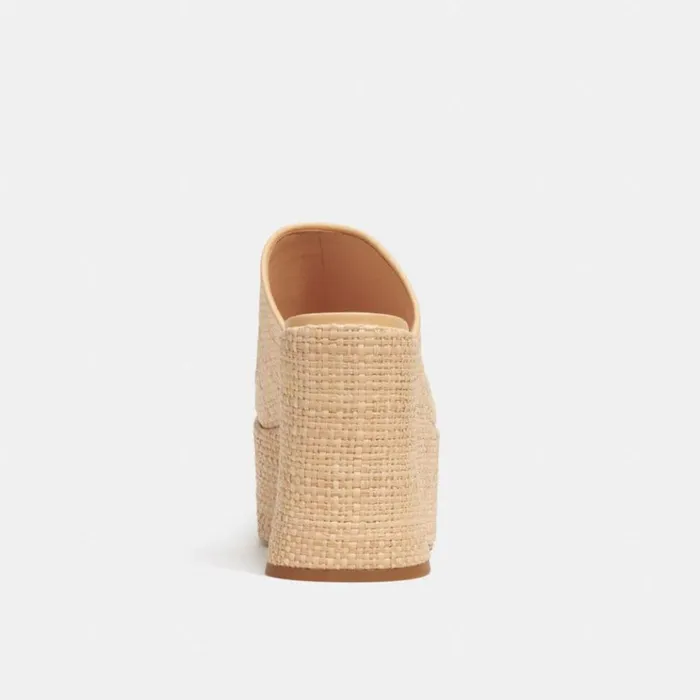 Women Heels Coach Bobi Straw Platform Sandal Natural