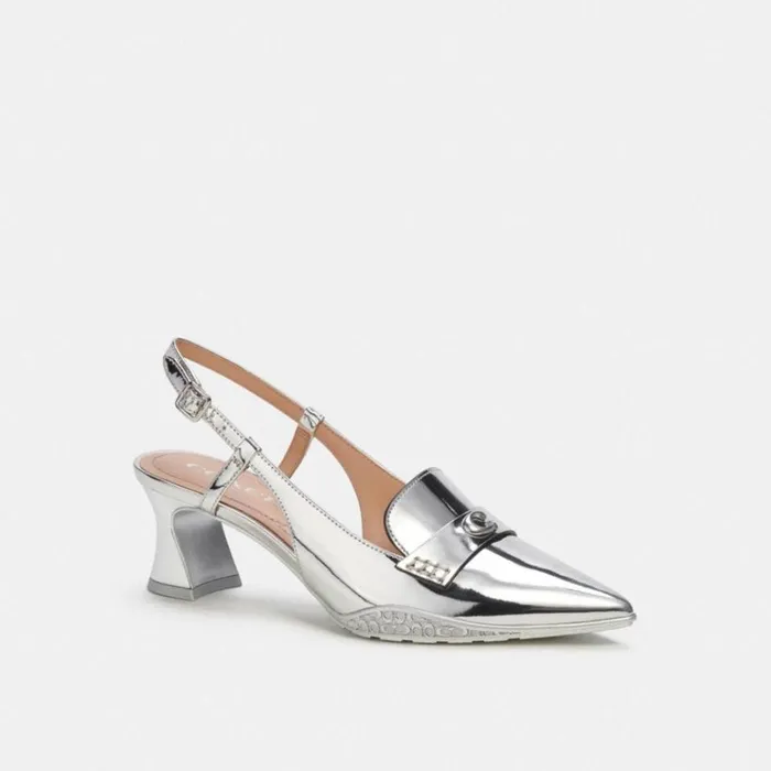 Women Heels Coach Nikola Hybrid Slingback Silver
