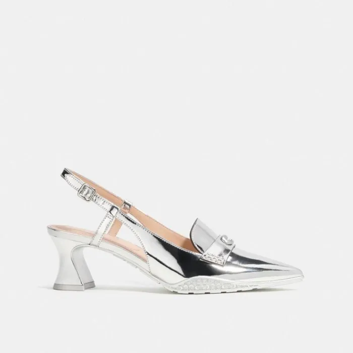 Women Heels Coach Nikola Hybrid Slingback Silver