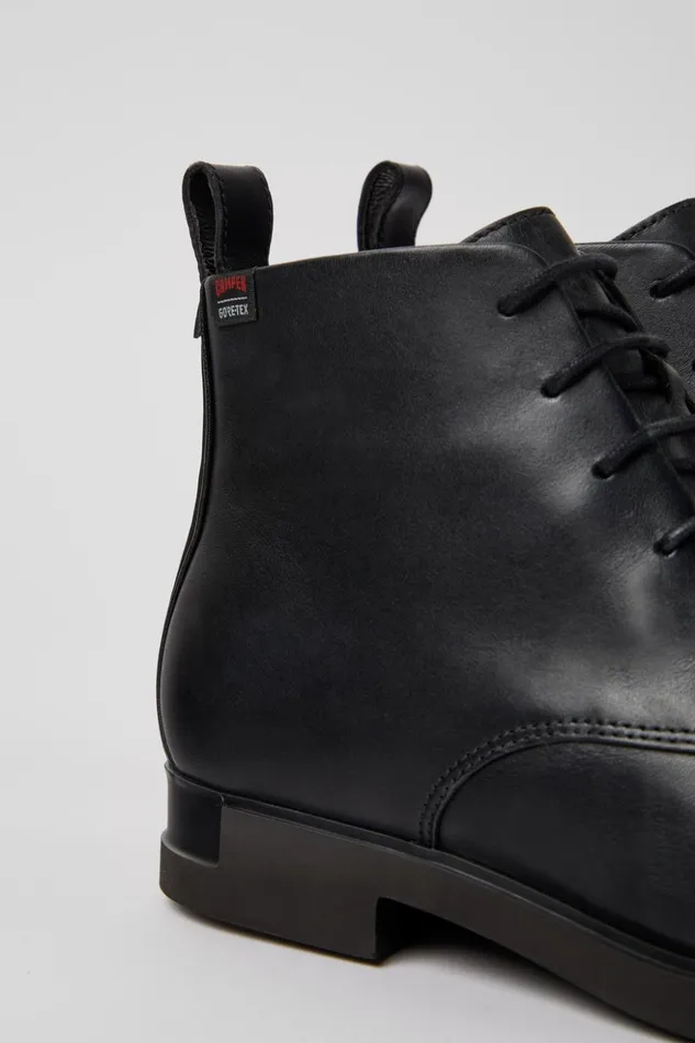Women Iman GORETEX Black Lace Up Ankle Boot Camper Ankle Boots