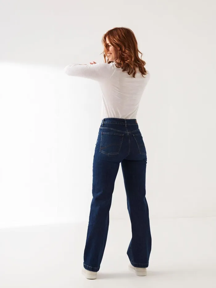 Women Jeans Fat Face Elise Blue Wide Leg Jeans