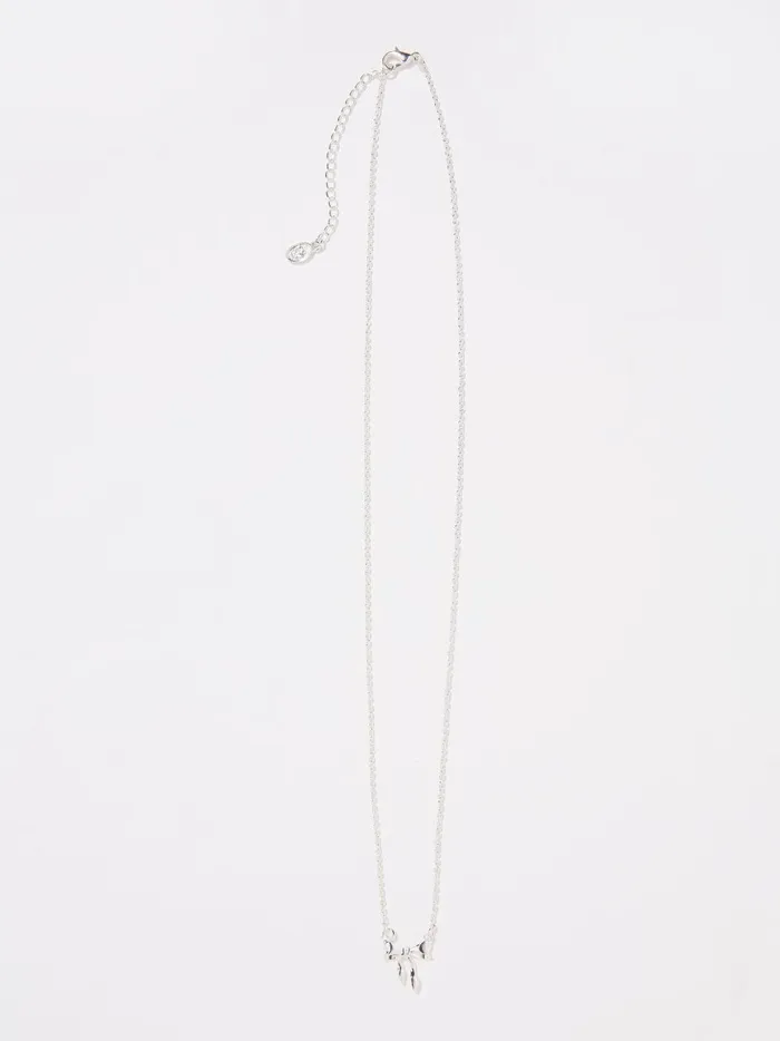 Women Jewellery Fat Face Silver Bow Necklace