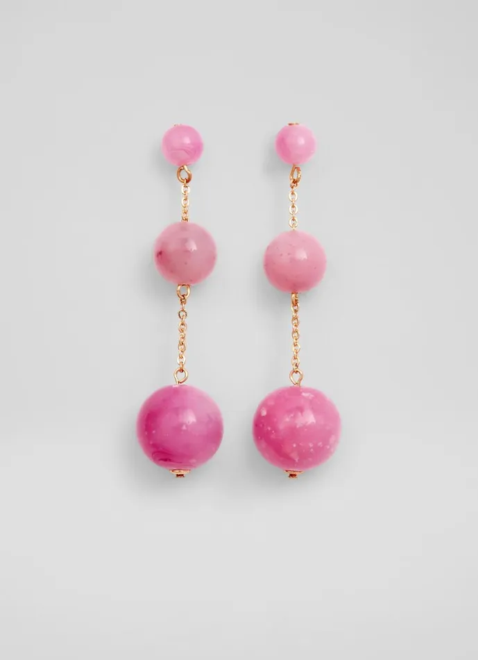Women Jewellery LKBennett Malon Pink Acrylic Ball Drop Earrings